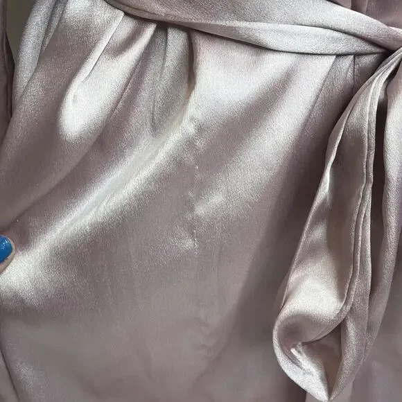 Victorias Secret Satin Robe 3/4 Sleeves XS /S Mid Thigh Length Pink Pockets READ - Picture 7 of 15